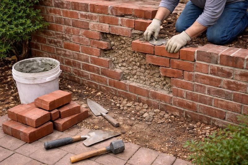Brick Retaining Wall Repair in Brunswick, GA