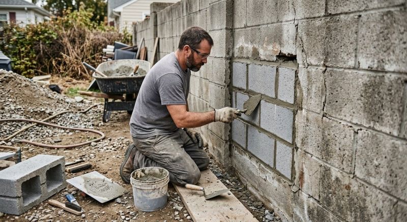 Cinder Block Wall Repair in Darien, GA