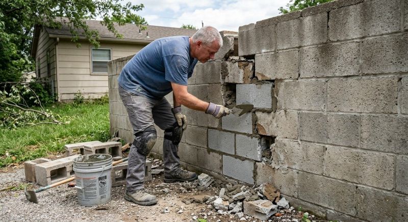 Cinder Block Wall Repair in Saint Simons Island, GA