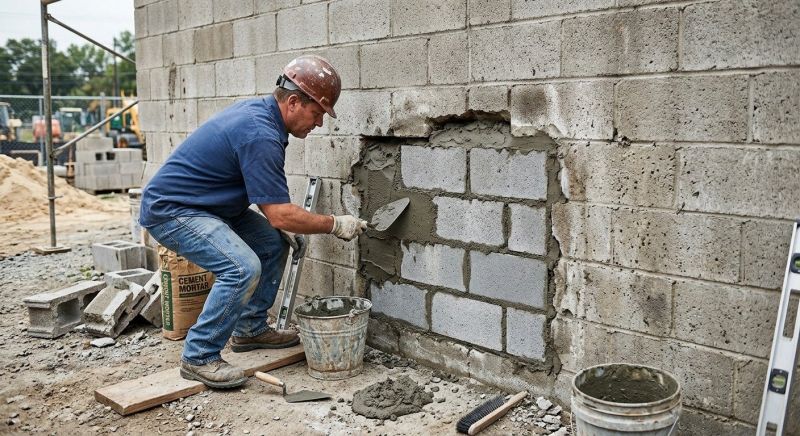 Cinder Block Wall Repair in Saint Simons Island, GA