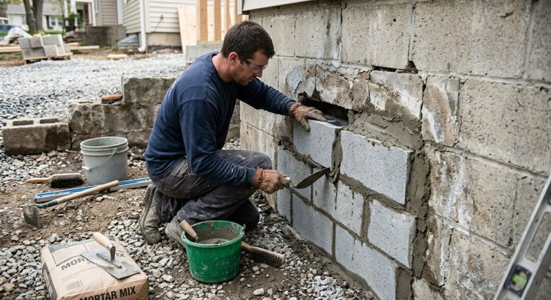 Concrete Block Wall Repair in Brunswick, GA