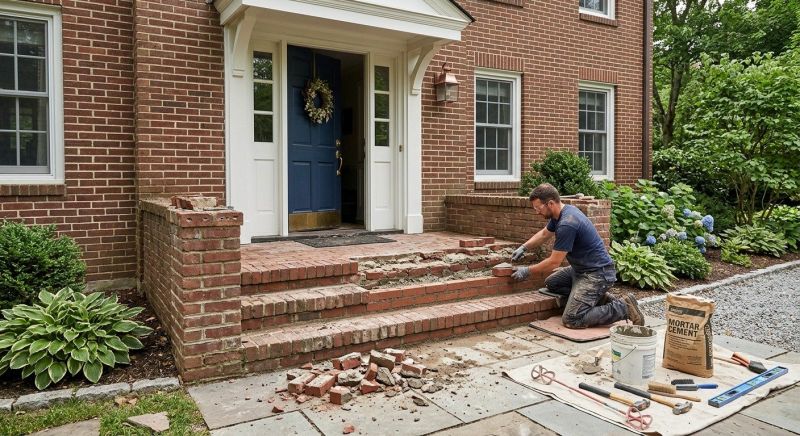 Entryway Brick Repair in Brunswick, GA